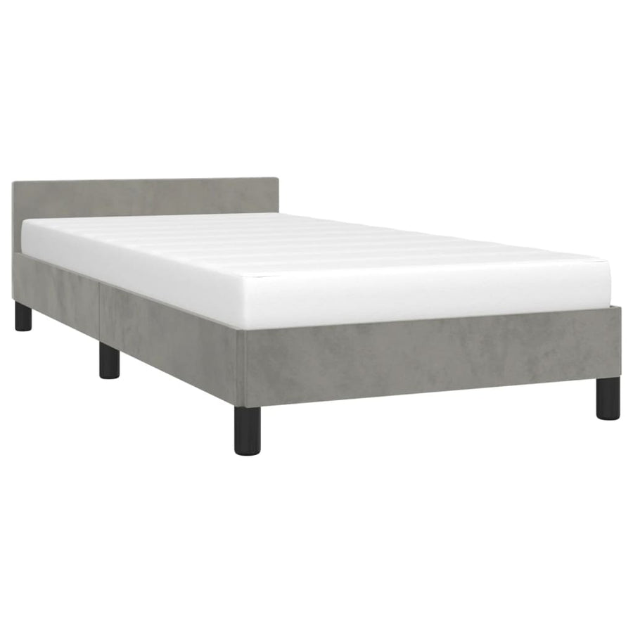 Bedframe Met Hoofdeinde Fluweel Lichtgrijs 100X200 Cm