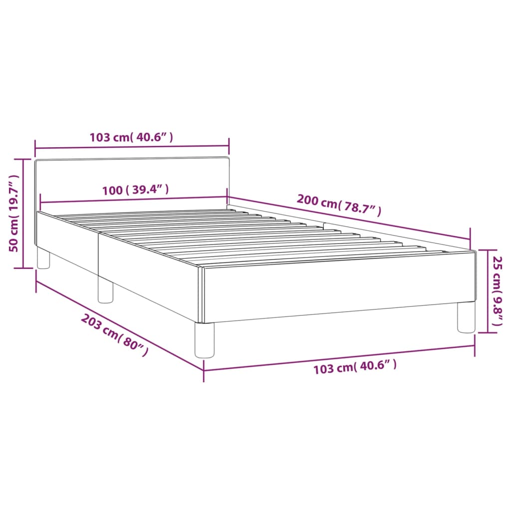 Bedframe Met Hoofdeinde Fluweel Zwart 100X200 Cm