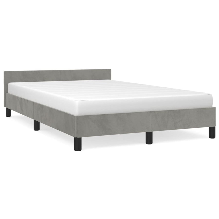 Bedframe Met Hoofdeinde Fluweel Lichtgrijs 120X200 Cm