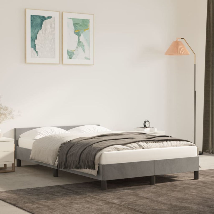 Bedframe Met Hoofdeinde Fluweel Lichtgrijs 120X200 Cm