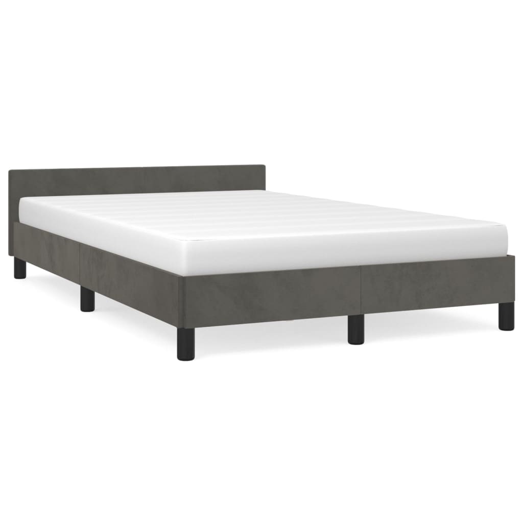 Bedframe Met Hoofdeinde Fluweel Donkergrijs 120X200 Cm