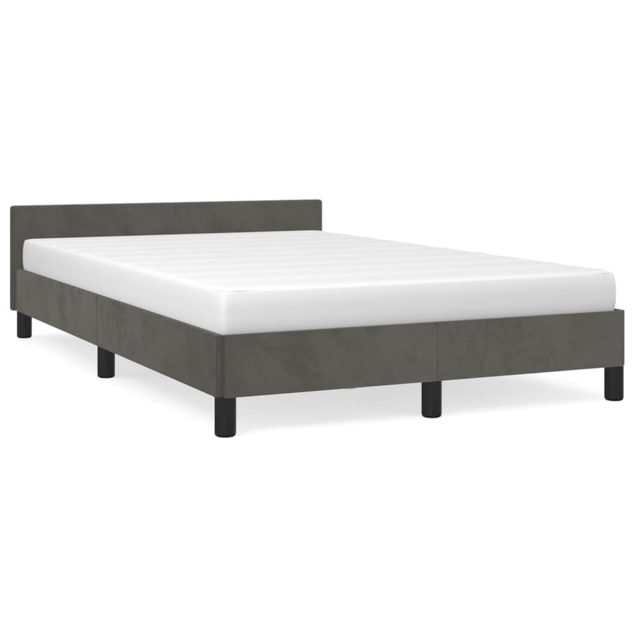Bedframe Met Hoofdeinde Fluweel Donkergrijs 120X200 Cm
