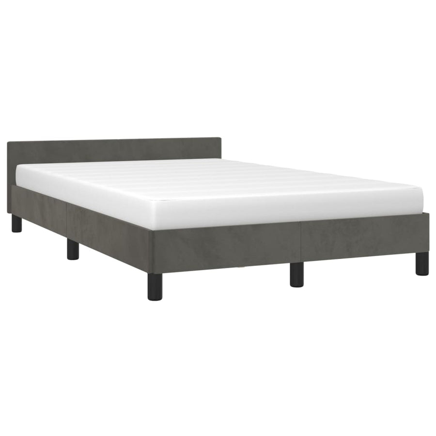 Bedframe Met Hoofdeinde Fluweel Donkergrijs 120X200 Cm
