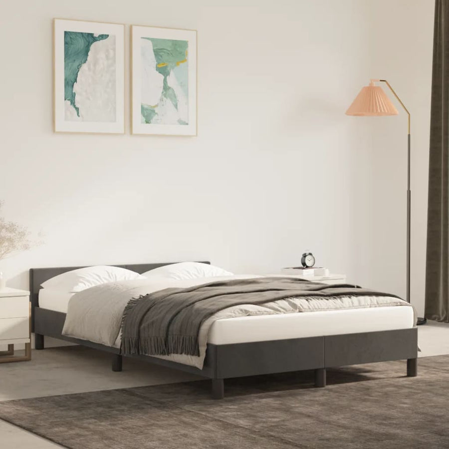 Bedframe Met Hoofdeinde Fluweel Donkergrijs 120X200 Cm