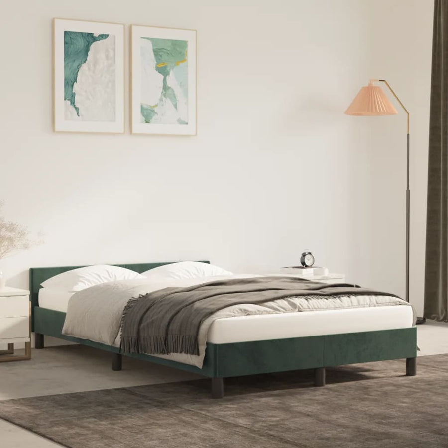 Bedframe Met Hoofdeinde Fluweel Donkergroen 120X200 Cm