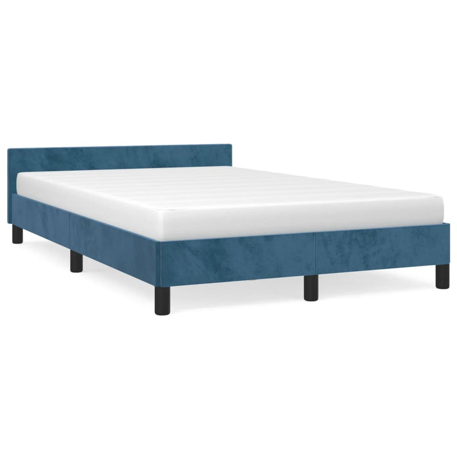 Bedframe Met Hoofdeinde Fluweel Donkerblauw 120X200 Cm