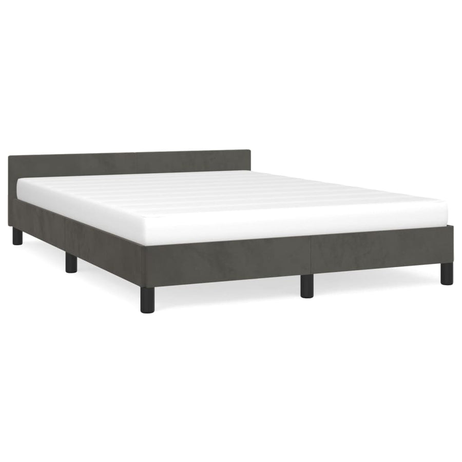 Bedframe Met Hoofdeinde Fluweel Donkergrijs 140X190 Cm