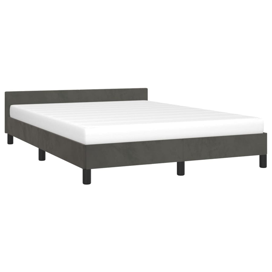 Bedframe Met Hoofdeinde Fluweel Donkergrijs 140X190 Cm