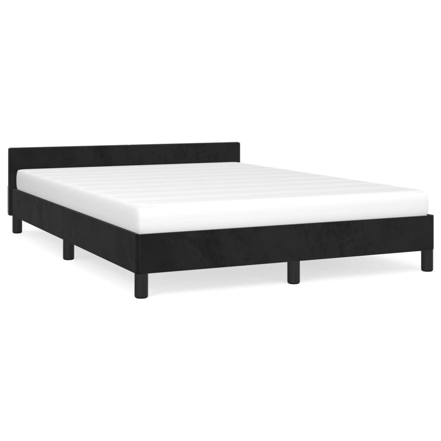 Bedframe Met Hoofdeinde Fluweel Zwart 140X190 Cm