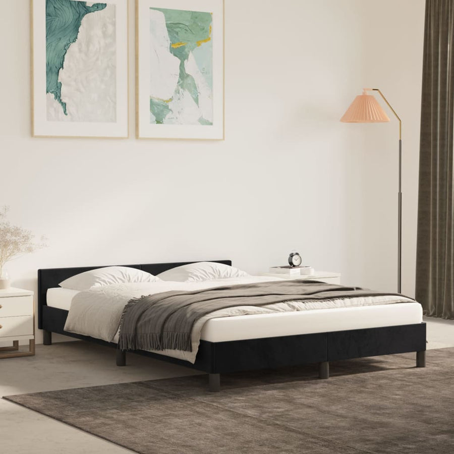 Bedframe Met Hoofdeinde Fluweel Zwart 140X190 Cm