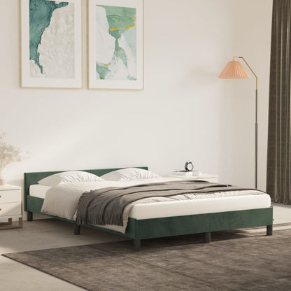 Bedframe Met Hoofdeinde Fluweel Donkergroen 140X190 Cm