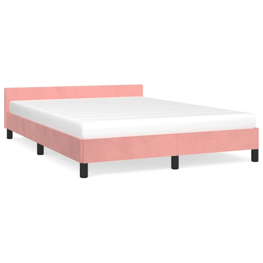 Bedframe Met Hoofdeinde Fluweel Roze 140X190 Cm