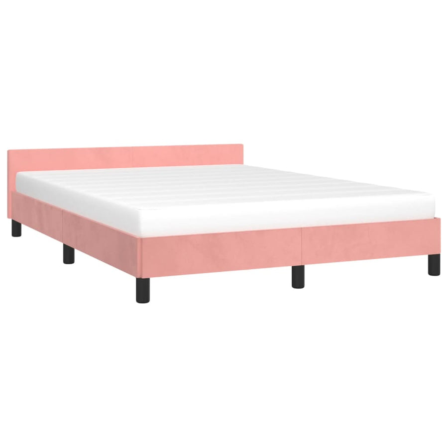 Bedframe Met Hoofdeinde Fluweel Roze 140X190 Cm