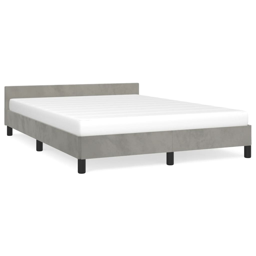 Bedframe Met Hoofdeinde Fluweel Lichtgrijs 140X200 Cm