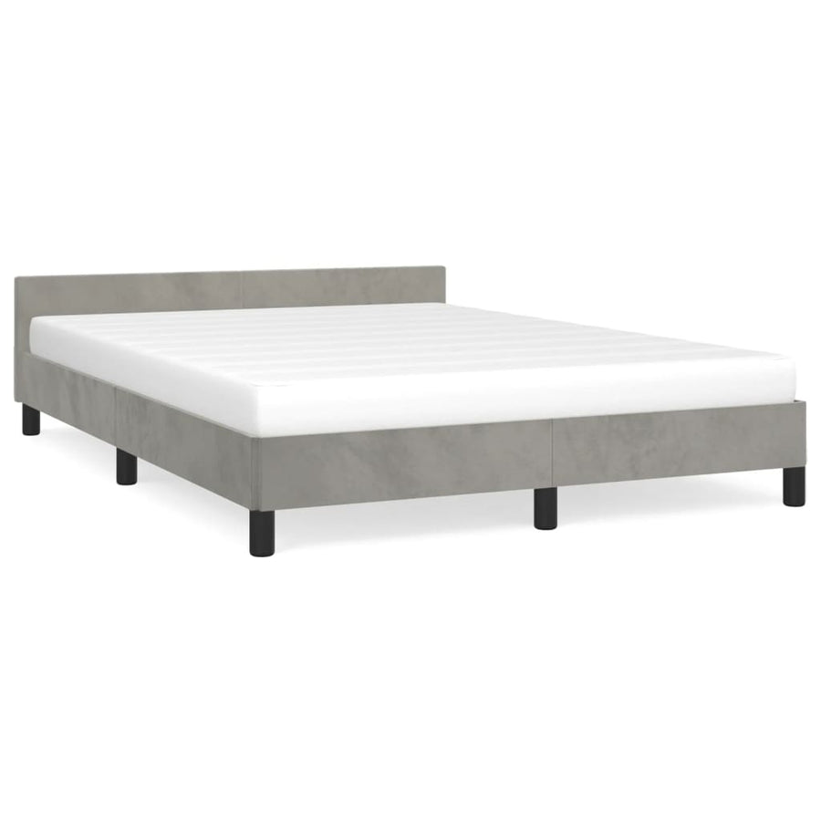 Bedframe Met Hoofdeinde Fluweel Lichtgrijs 140X200 Cm