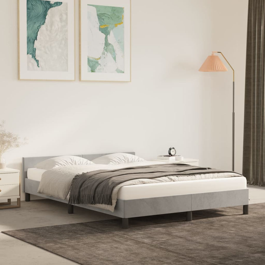 Bedframe Met Hoofdeinde Fluweel Lichtgrijs 140X200 Cm