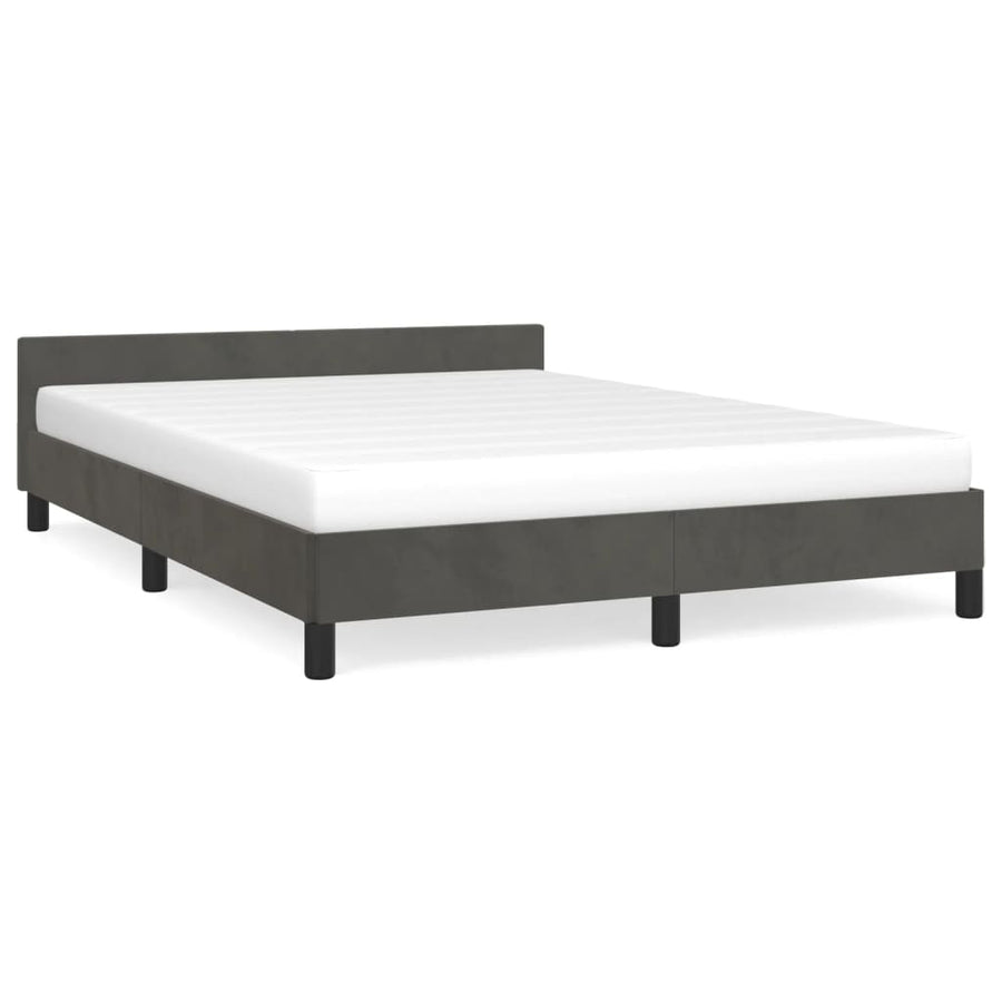 Bedframe Met Hoofdeinde Fluweel Donkergrijs 140X200 Cm