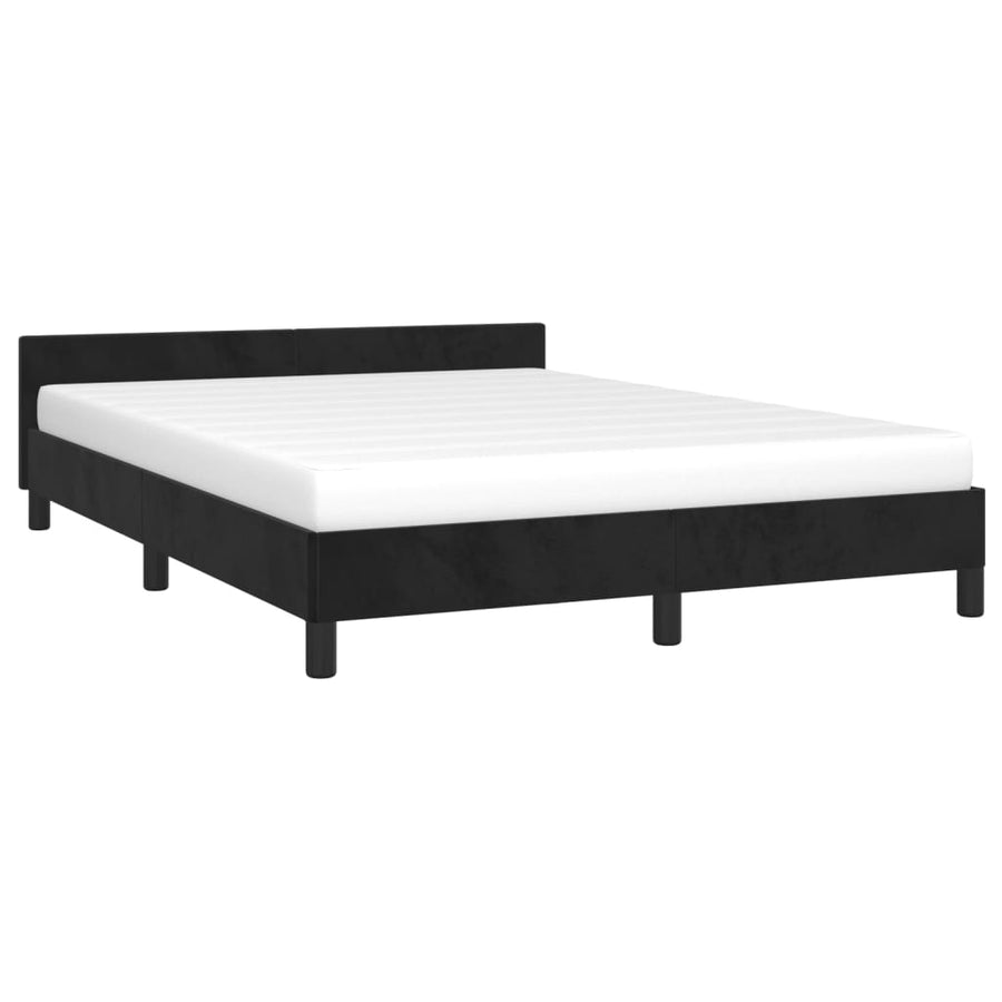 Bedframe Met Hoofdeinde Fluweel Zwart 140X200 Cm