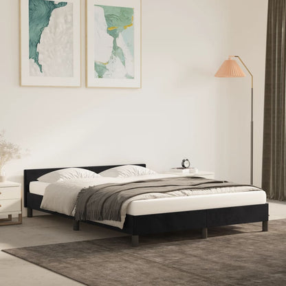 Bedframe Met Hoofdeinde Fluweel Zwart 140X200 Cm