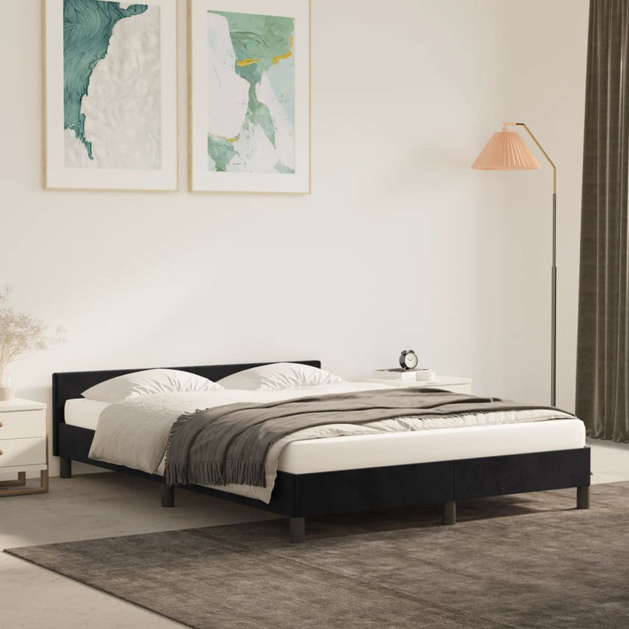 Bedframe Met Hoofdeinde Fluweel Zwart 140X200 Cm
