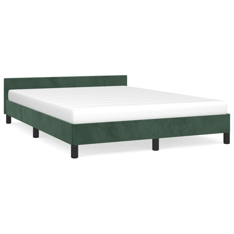 Bedframe Met Hoofdeinde Fluweel Donkergroen 140X200 Cm