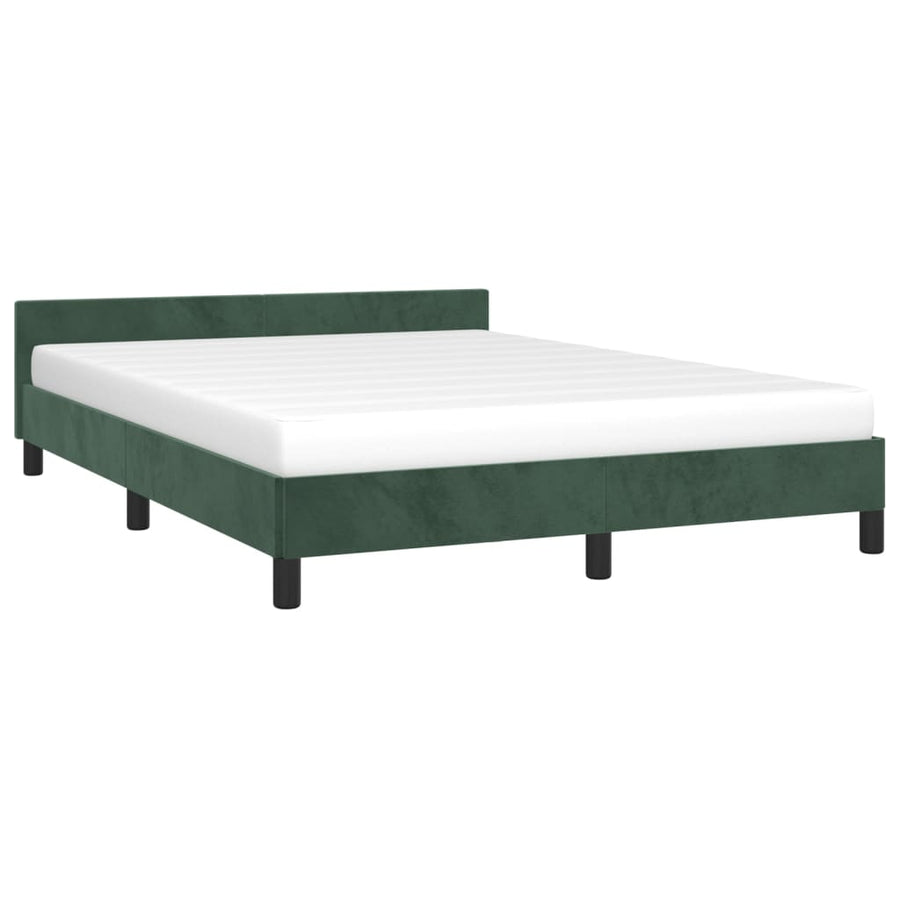 Bedframe Met Hoofdeinde Fluweel Donkergroen 140X200 Cm