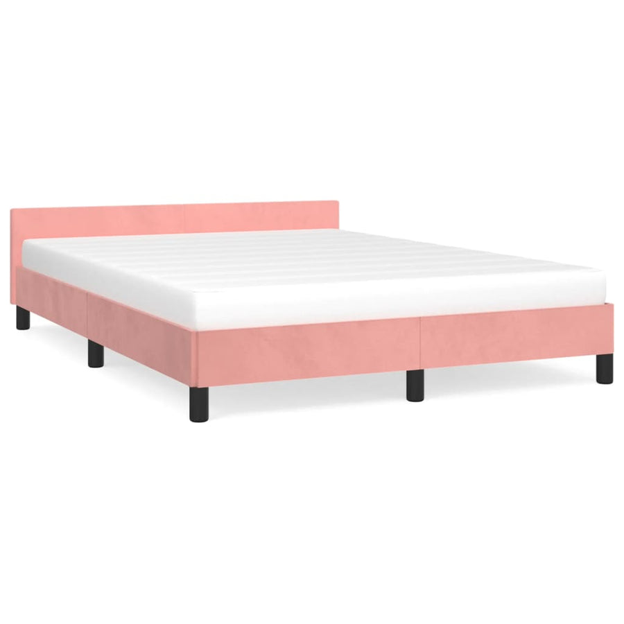 Bedframe Met Hoofdeinde Fluweel Roze 140X200 Cm