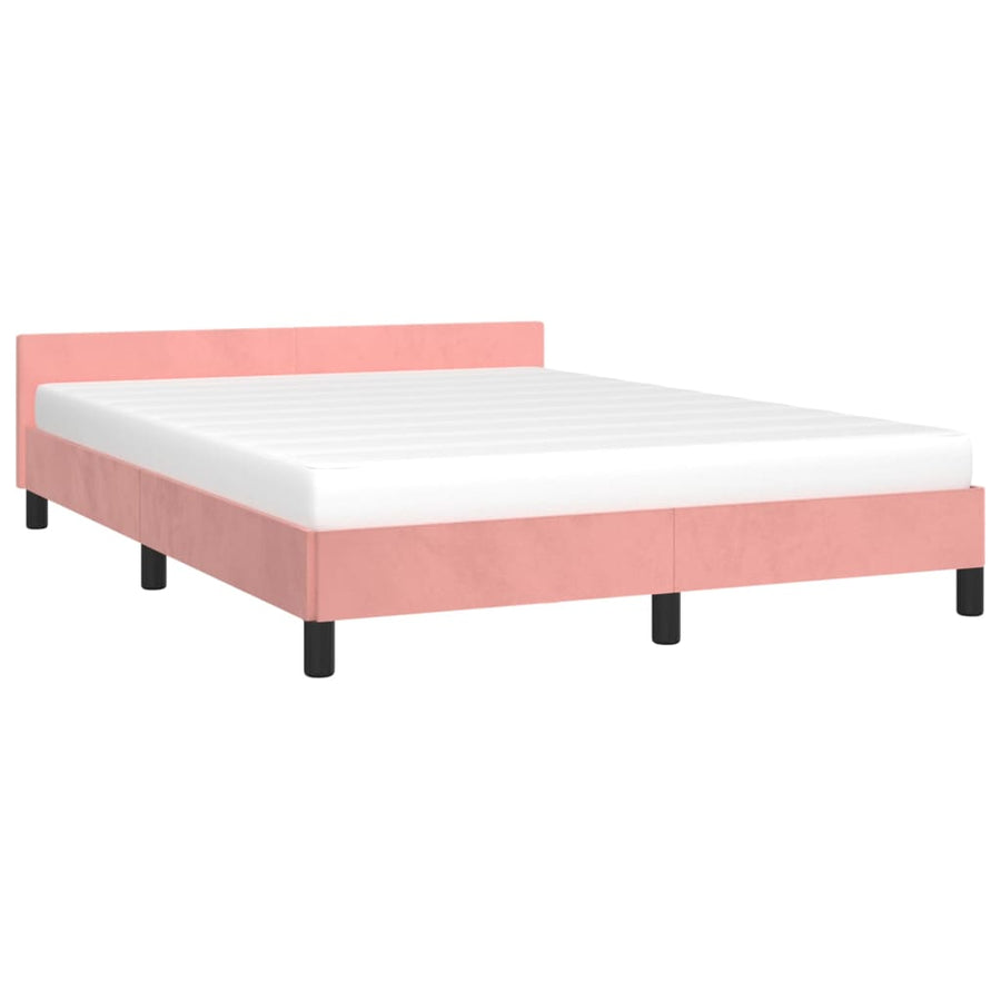 Bedframe Met Hoofdeinde Fluweel Roze 140X200 Cm
