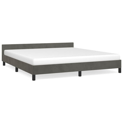 Bedframe Met Hoofdeinde Fluweel Donkergrijs 160X200 Cm
