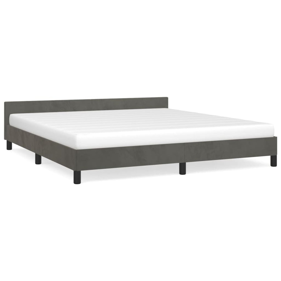 Bedframe Met Hoofdeinde Fluweel Donkergrijs 160X200 Cm