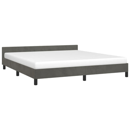 Bedframe Met Hoofdeinde Fluweel Donkergrijs 160X200 Cm