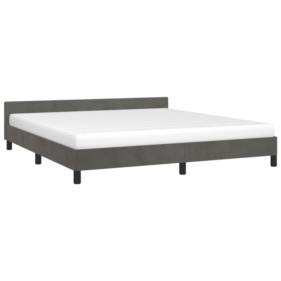Bedframe Met Hoofdeinde Fluweel Donkergrijs 160X200 Cm