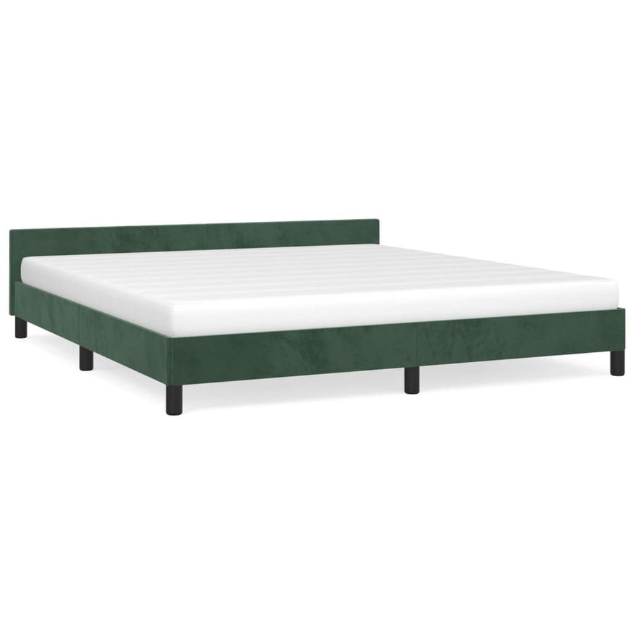 Bedframe Met Hoofdeinde Fluweel Donkergroen 160X200 Cm