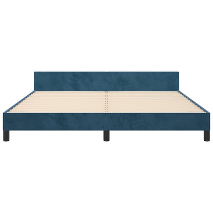 Bedframe Met Hoofdeinde Fluweel Donkerblauw 160X200 Cm