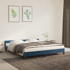 Bedframe Met Hoofdeinde Fluweel Donkerblauw 160X200 Cm