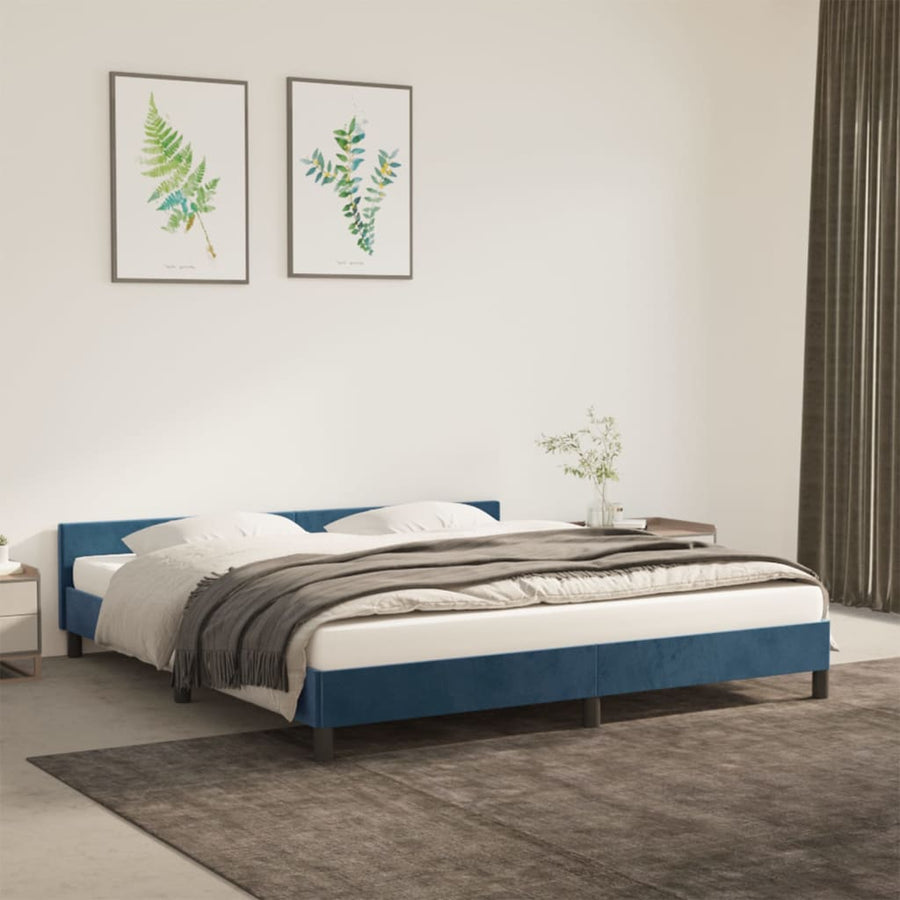 Bedframe Met Hoofdeinde Fluweel Donkerblauw 160X200 Cm