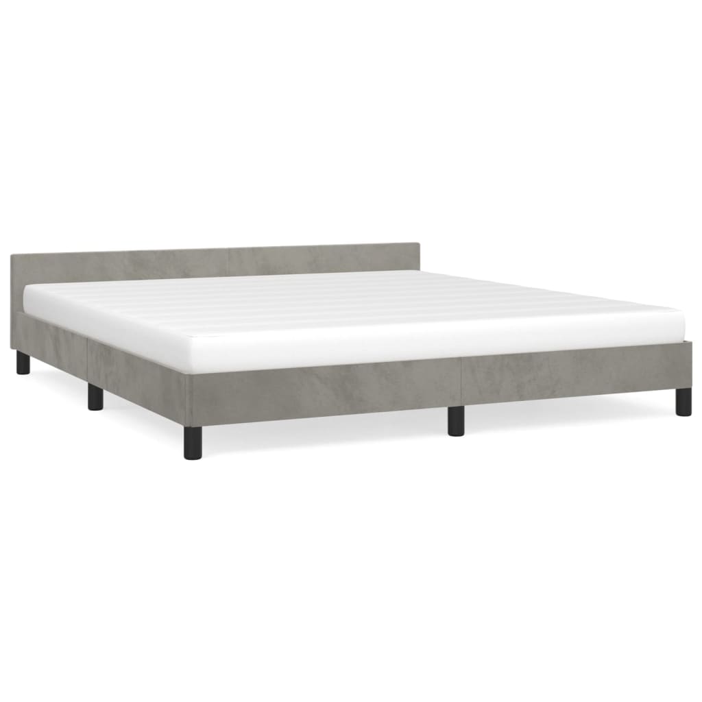 Bedframe Met Hoofdeinde Fluweel Lichtgrijs 180X200 Cm