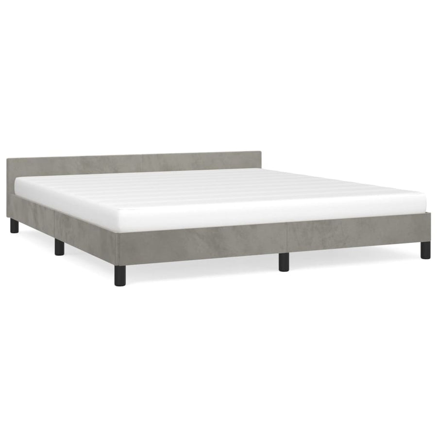 Bedframe Met Hoofdeinde Fluweel Lichtgrijs 180X200 Cm