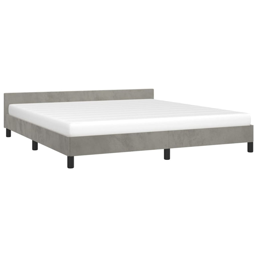 Bedframe Met Hoofdeinde Fluweel Lichtgrijs 180X200 Cm