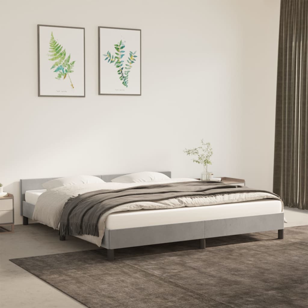 Bedframe Met Hoofdeinde Fluweel Lichtgrijs 180X200 Cm