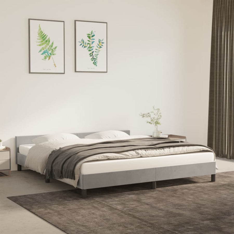Bedframe Met Hoofdeinde Fluweel Lichtgrijs 180X200 Cm