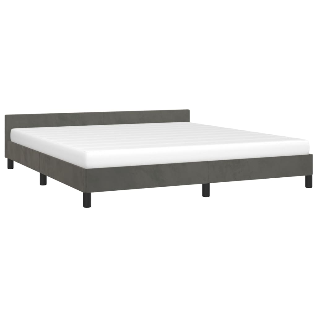 Bedframe Met Hoofdeinde Fluweel Donkergrijs 180X200 Cm
