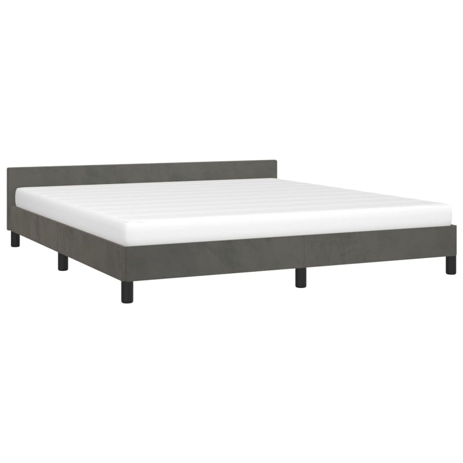 Bedframe Met Hoofdeinde Fluweel Donkergrijs 180X200 Cm