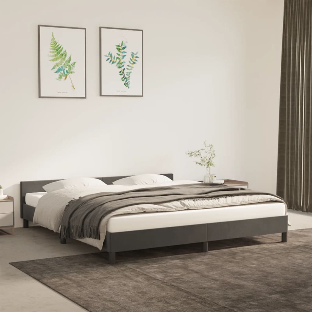 Bedframe Met Hoofdeinde Fluweel Donkergrijs 180X200 Cm