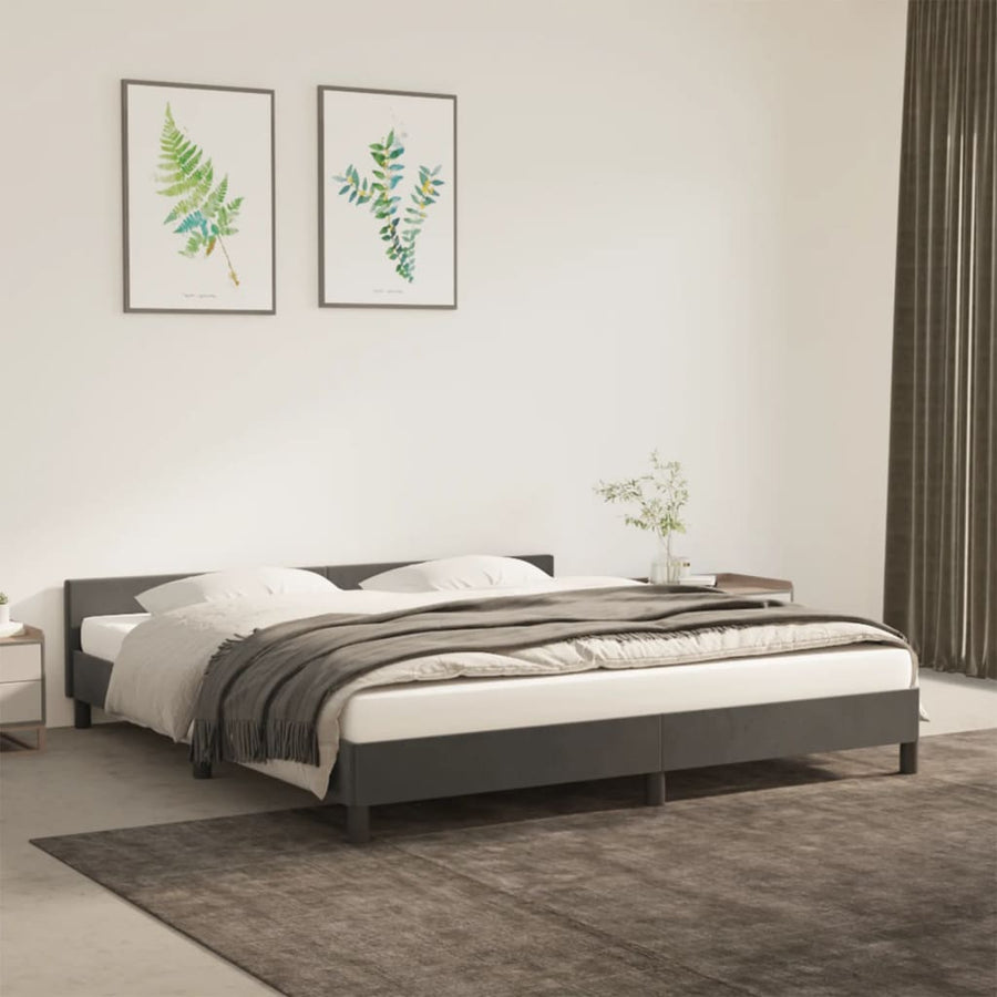 Bedframe Met Hoofdeinde Fluweel Donkergrijs 180X200 Cm