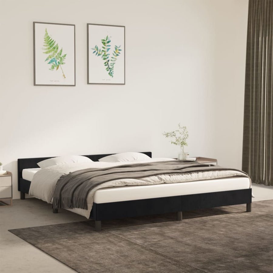 Bedframe Met Hoofdeinde Fluweel Zwart 180X200 Cm
