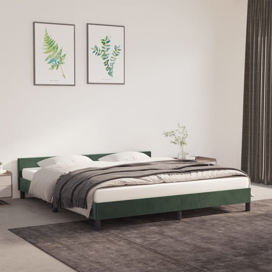 Bedframe Met Hoofdeinde Fluweel Donkergroen 180X200 Cm