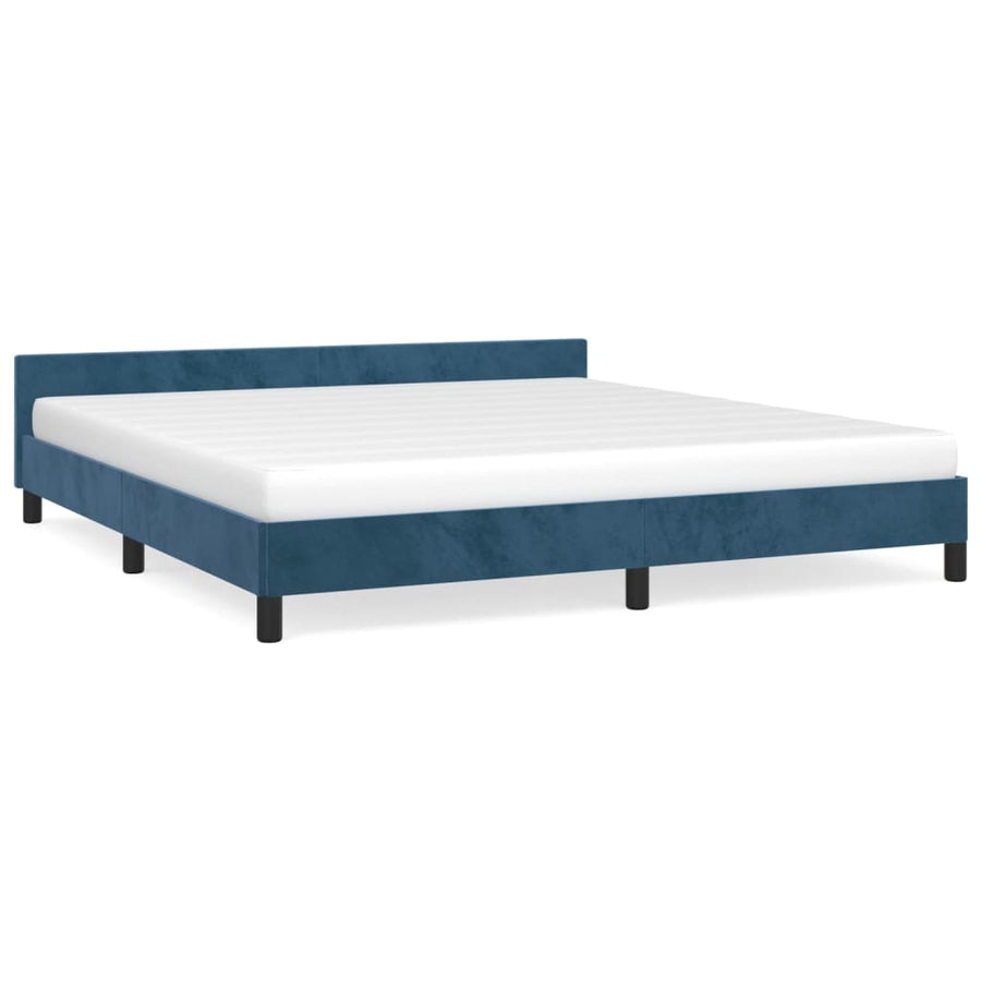 Bedframe Met Hoofdeinde Fluweel Donkerblauw 180X200 Cm
