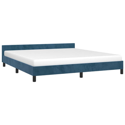 Bedframe Met Hoofdeinde Fluweel Donkerblauw 180X200 Cm