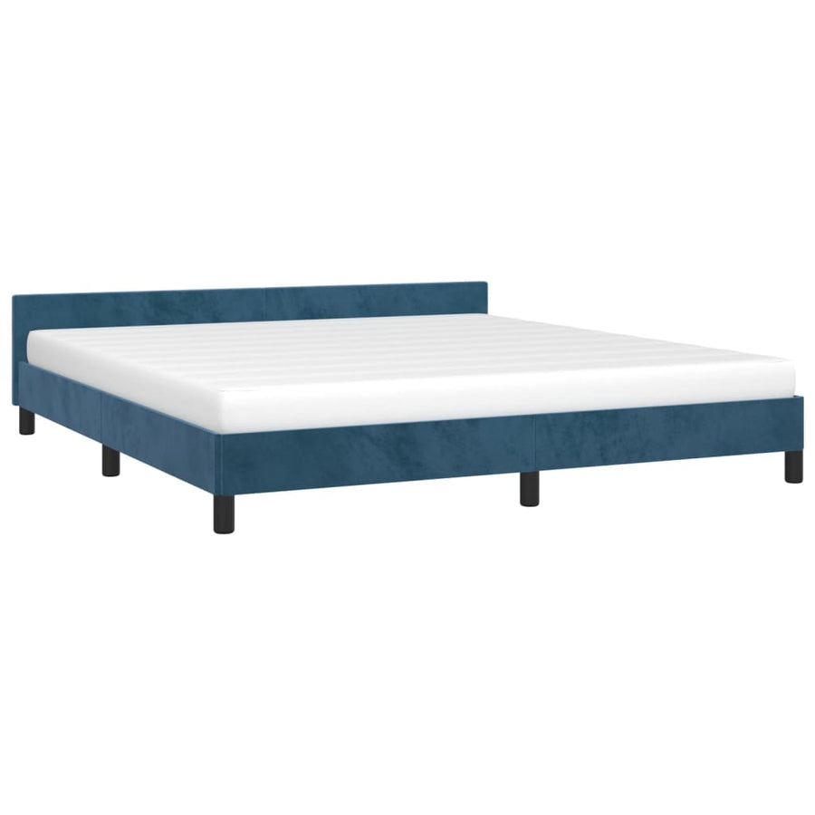Bedframe Met Hoofdeinde Fluweel Donkerblauw 180X200 Cm